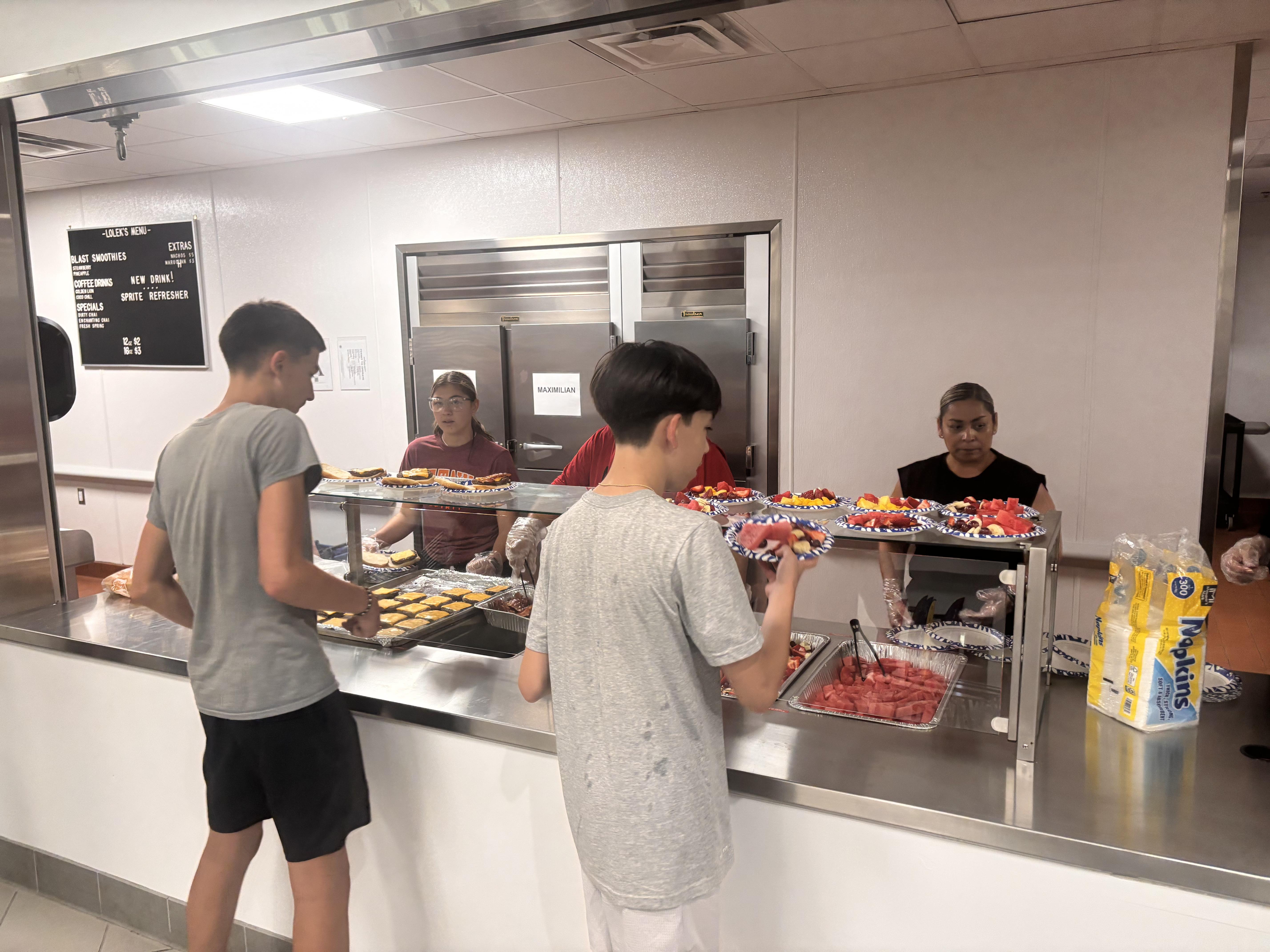 Students getting food