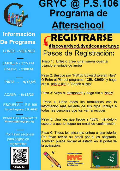 Recordatorio: ¡Las solicitudes para el programa de después de clases del otoño 2025–2026 ya están abiertas! Featured Photo