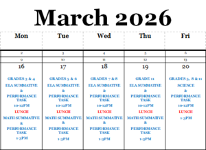State Testing Schedule