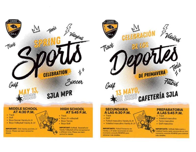 Spring Sports Celebration MS and HS May 13 2026