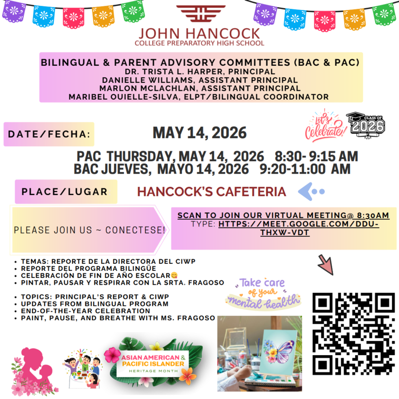 Flyer including bilingual updates and celebration