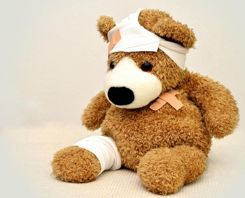 Stuffed bear with bandage