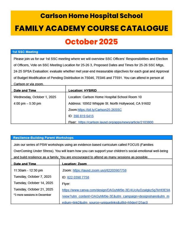 Family Academy course catalog 1