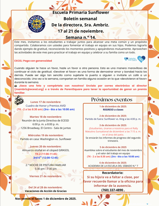 Sunflower Weekly Newsletter Week 14 Featured Photo