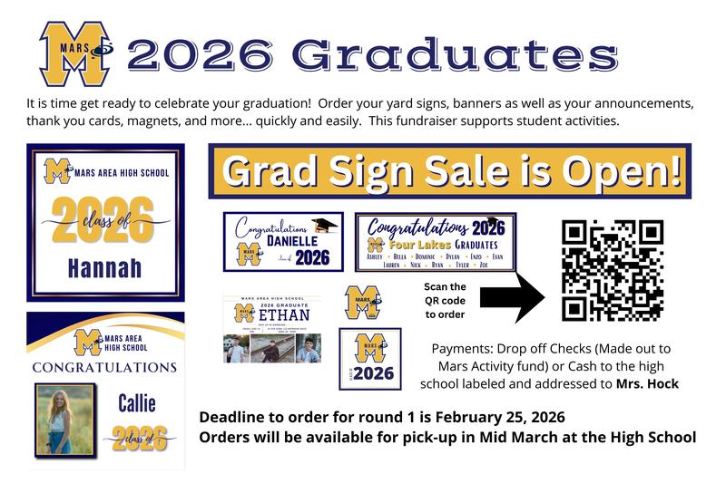 A white background with information about senior sign sales