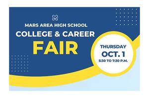 Banner for Mars Area High School College & Career Fair on October 1.