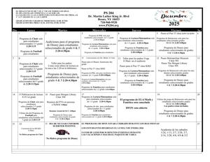 Diciembre calendario