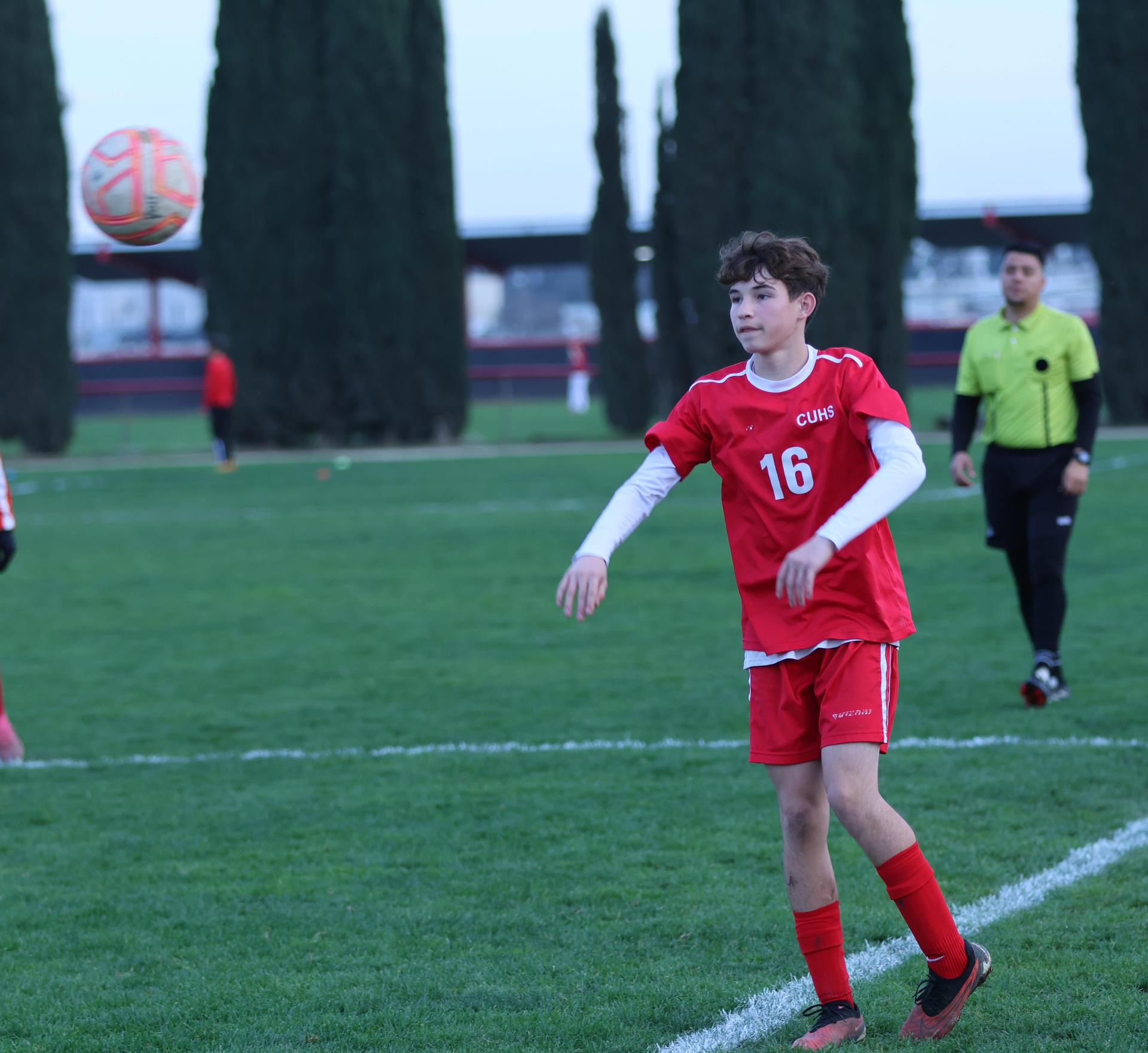 junior varsity boys playing soccer against washington union