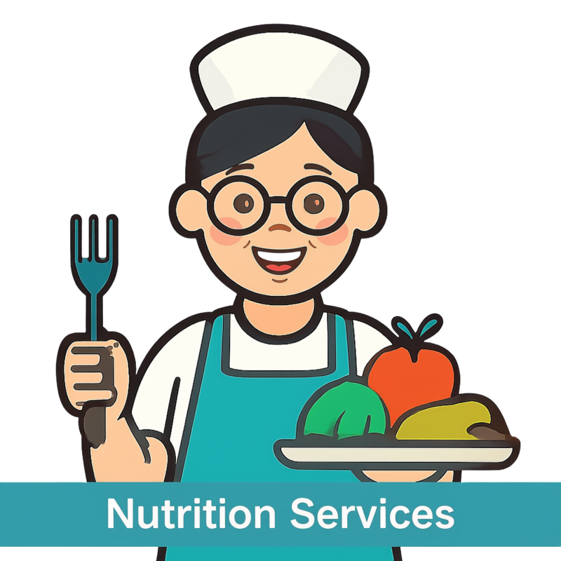A smiling chef in an apron holding a plate of food with a fork.