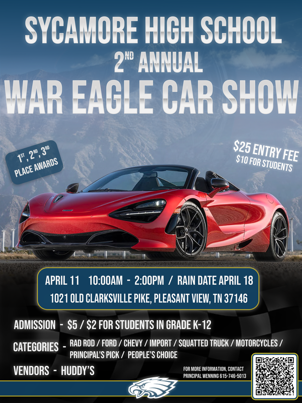 2026 2nd Annual Sycamore War Eagle Car Show!!!!!