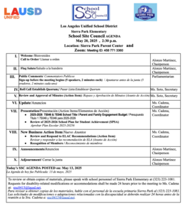 SSC 6 Agenda