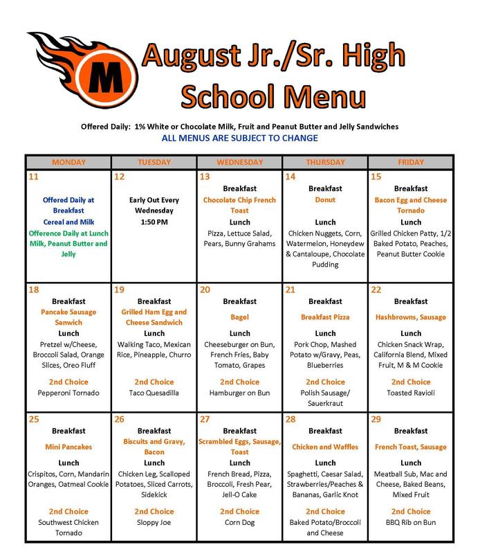 Jr/Sr High Lunch Menu Featured Photo