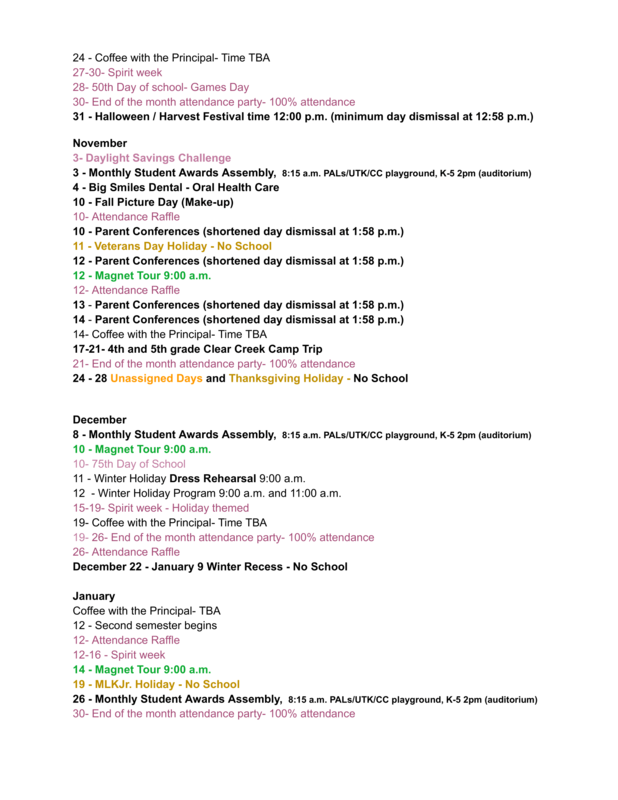 School Calendar Page 2