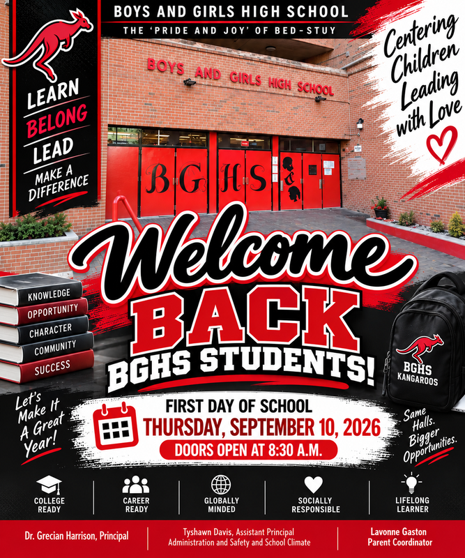Welcome Back BGHS Students September 10 2026