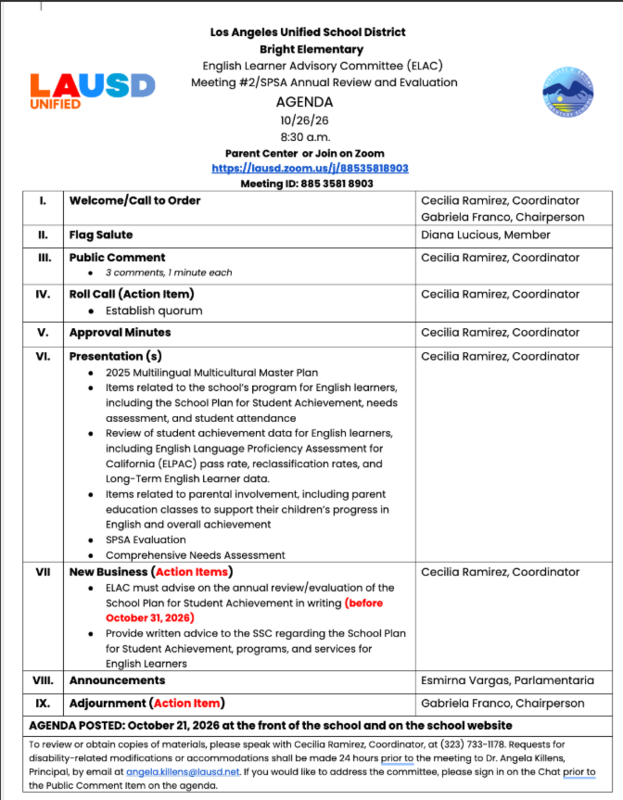 English Learner Advisory Committee (ELAC) Featured Photo
