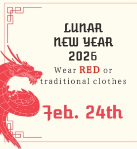 Wear red for lunar new year Feb. 24th