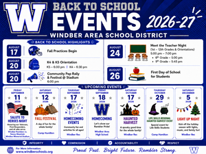 Back to School Calendar of Events