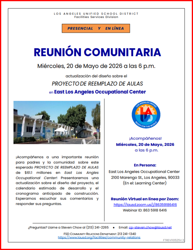 ELAOC Classroom Replacement Project 5/20/26 Spanish