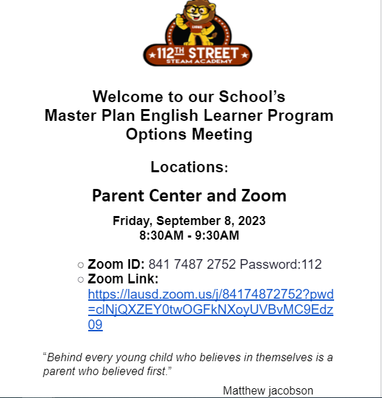 Master Program Options Meeting Flyer