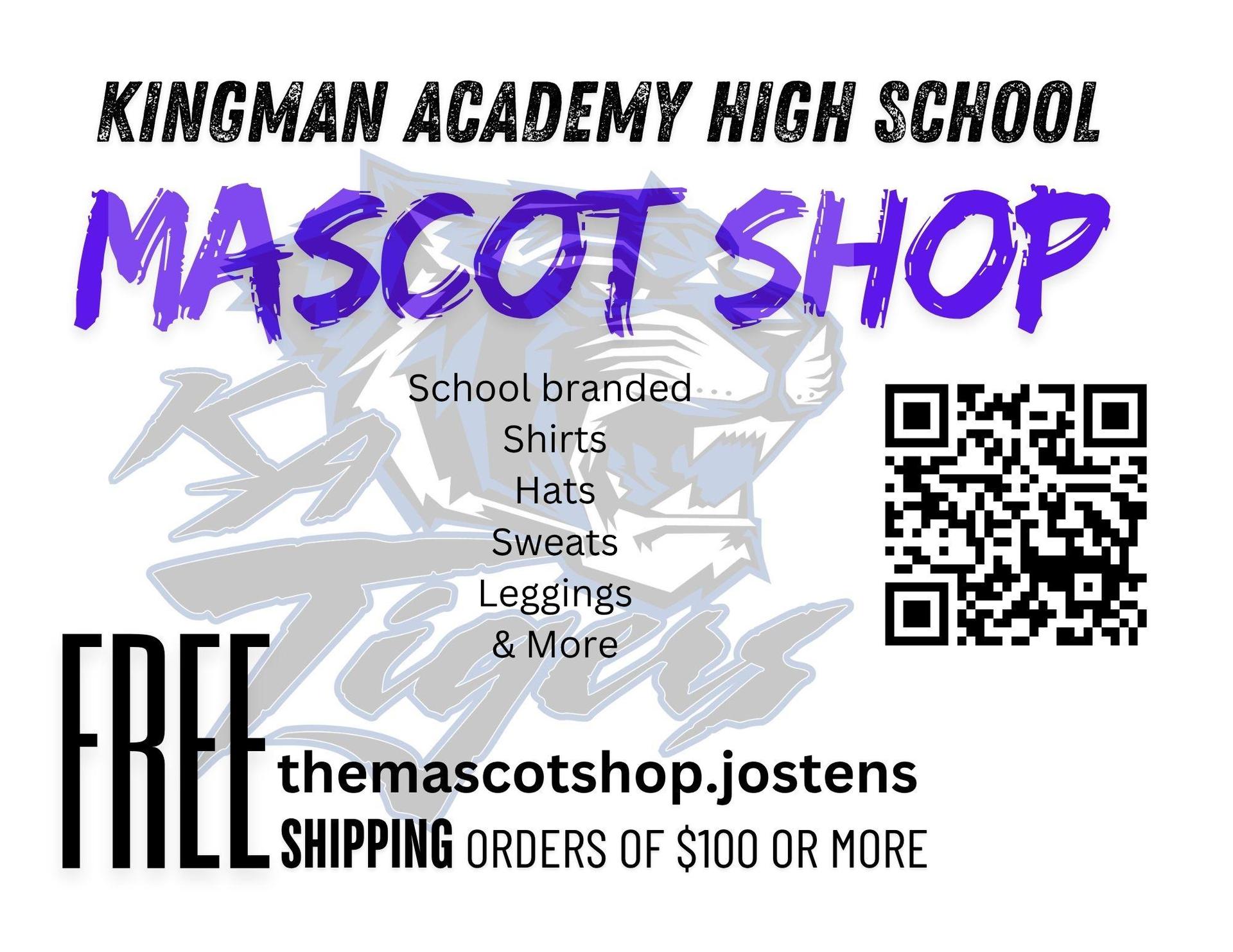 Qr code and info for mascot shop.