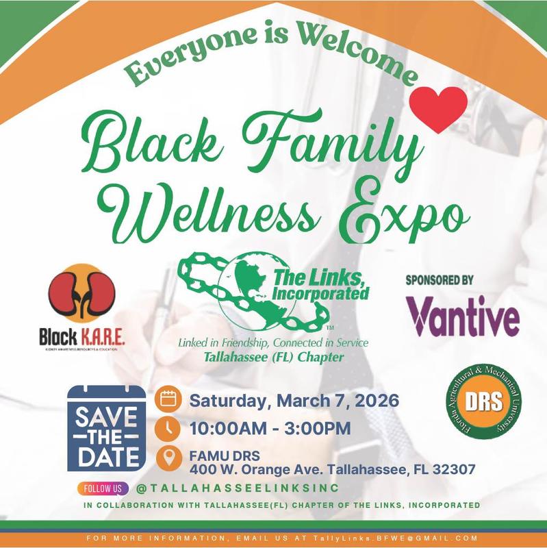 The Tallahassee Chapter of the Links Incorporated in partnership with Florida A&M University Developmental Research School host Black Family Wellness Expo on Saturday, March 7, 2026 Featured Photo