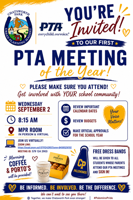 PTA General Meeting - 09.02.2026 at 8:15 am in Room 14 or on Zoom