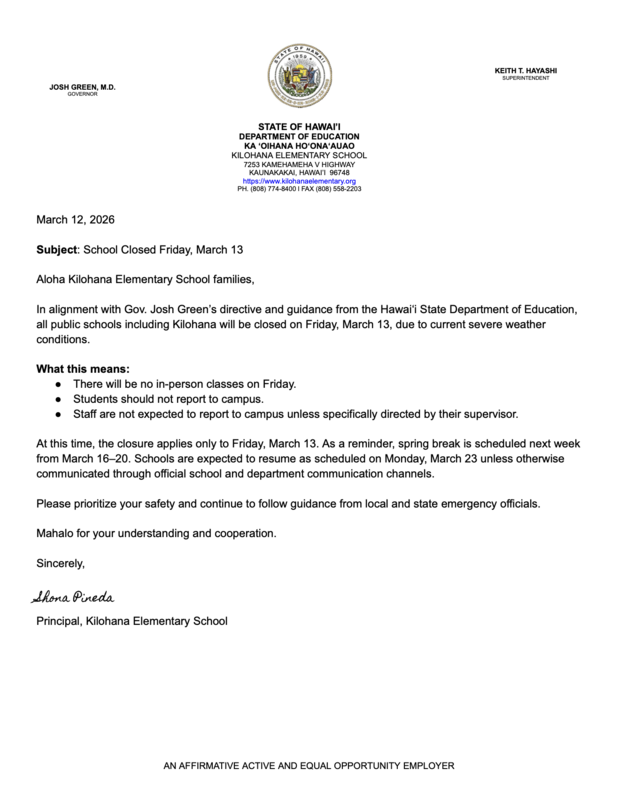 School closure 3/13/26