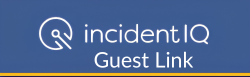 Guest Link and a white circular image on a blue background with Incident IQ text