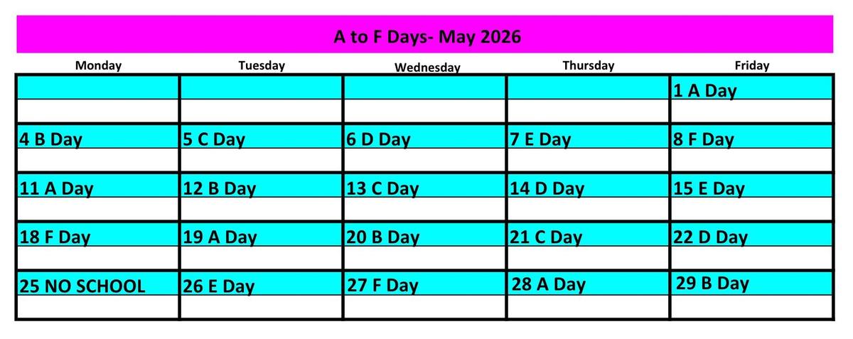 May 2026 - Cycle Day Calendar