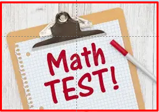 Clipboard with the words Math Test, pencil on side