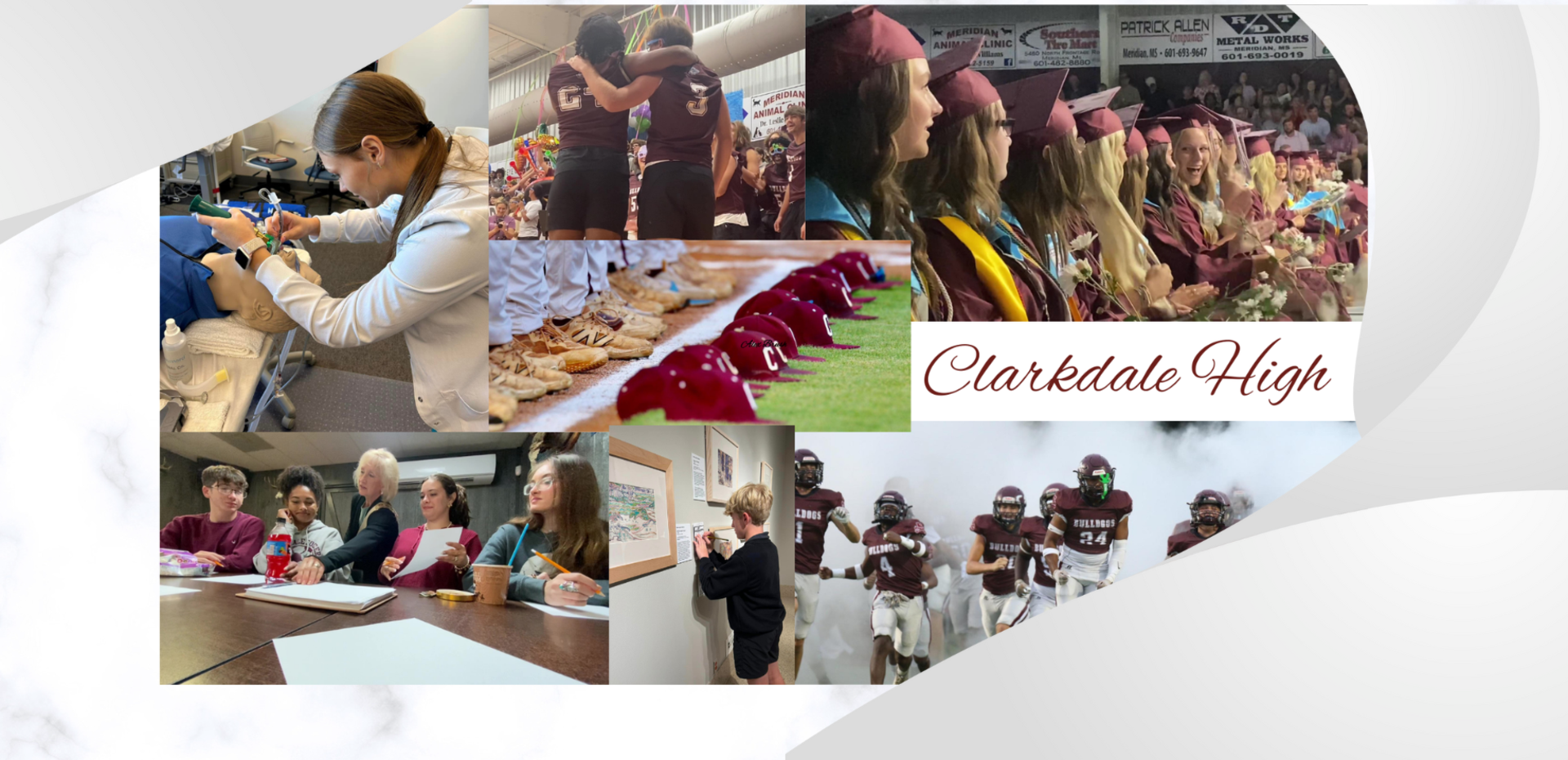 Collage showing various school activities and events at Clarkdale High.