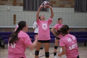 Volleyball in Dig Pink Action