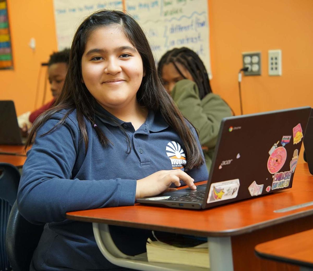 HSA Southwest student uses a laptop in class