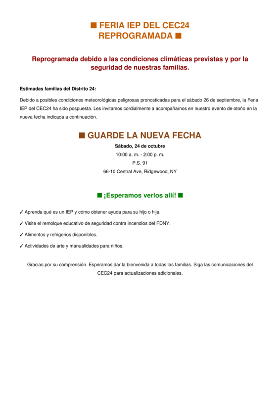 IEP Fair Flyer Spanish