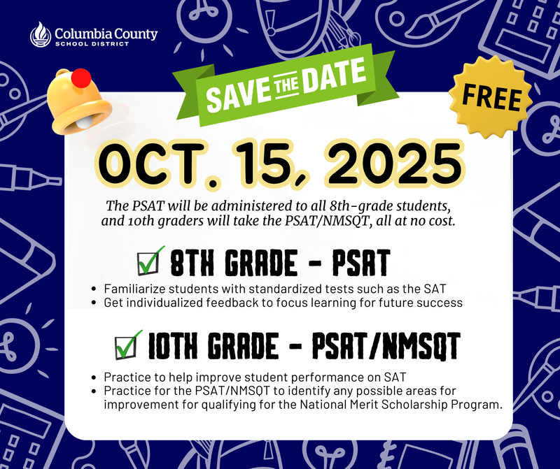 PSAT October 15th for 8th Grade Students