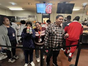 Students in line for lunch