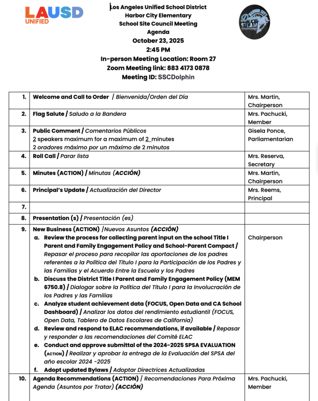 SSC AGENDA