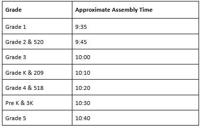 Trunk or Treat Schedule