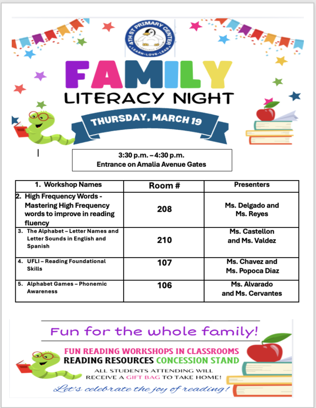 Literacy Night English Flyer