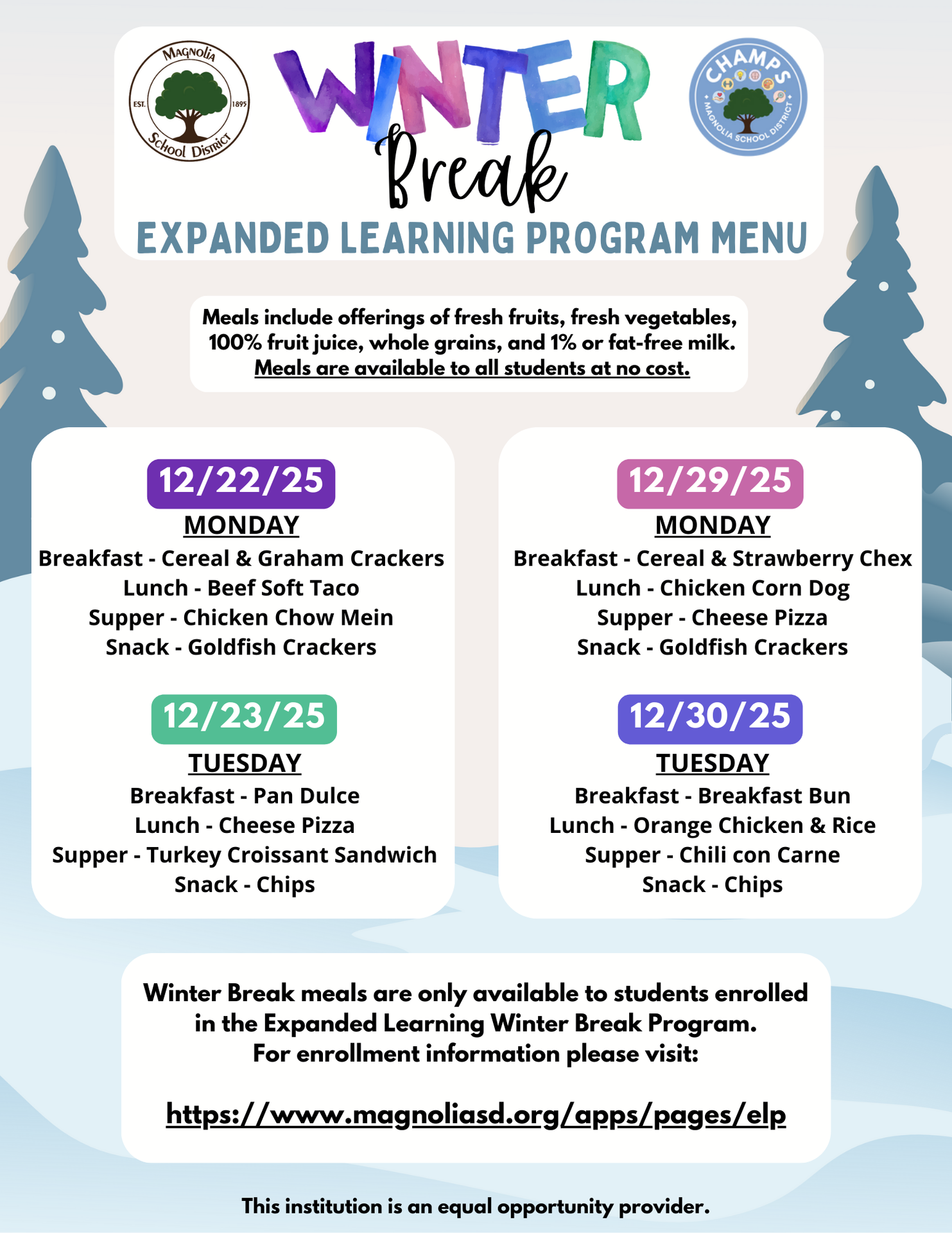 ELP Winter Break Menu 2025 - updated