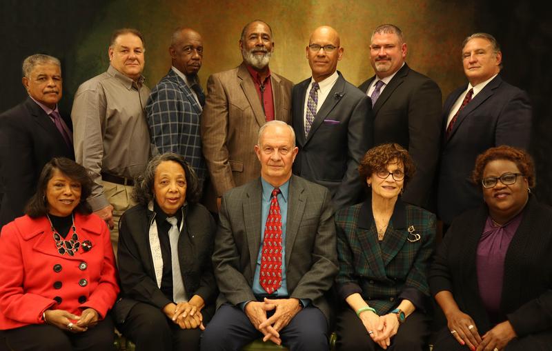 St. Landry Parish School Board Members bottom row (left to right)- Joyce Haynes; Hazel Sias; Donnie Perron (Vice President); Mary Ellen Donatto (President); Denise Rose Top Row (left to right) - Joseph Cassimere, Kyle Boss, Albert Hayes, Anthony Standberry, Myron Guillory, Randy Wagley Not Pictured: John Miller