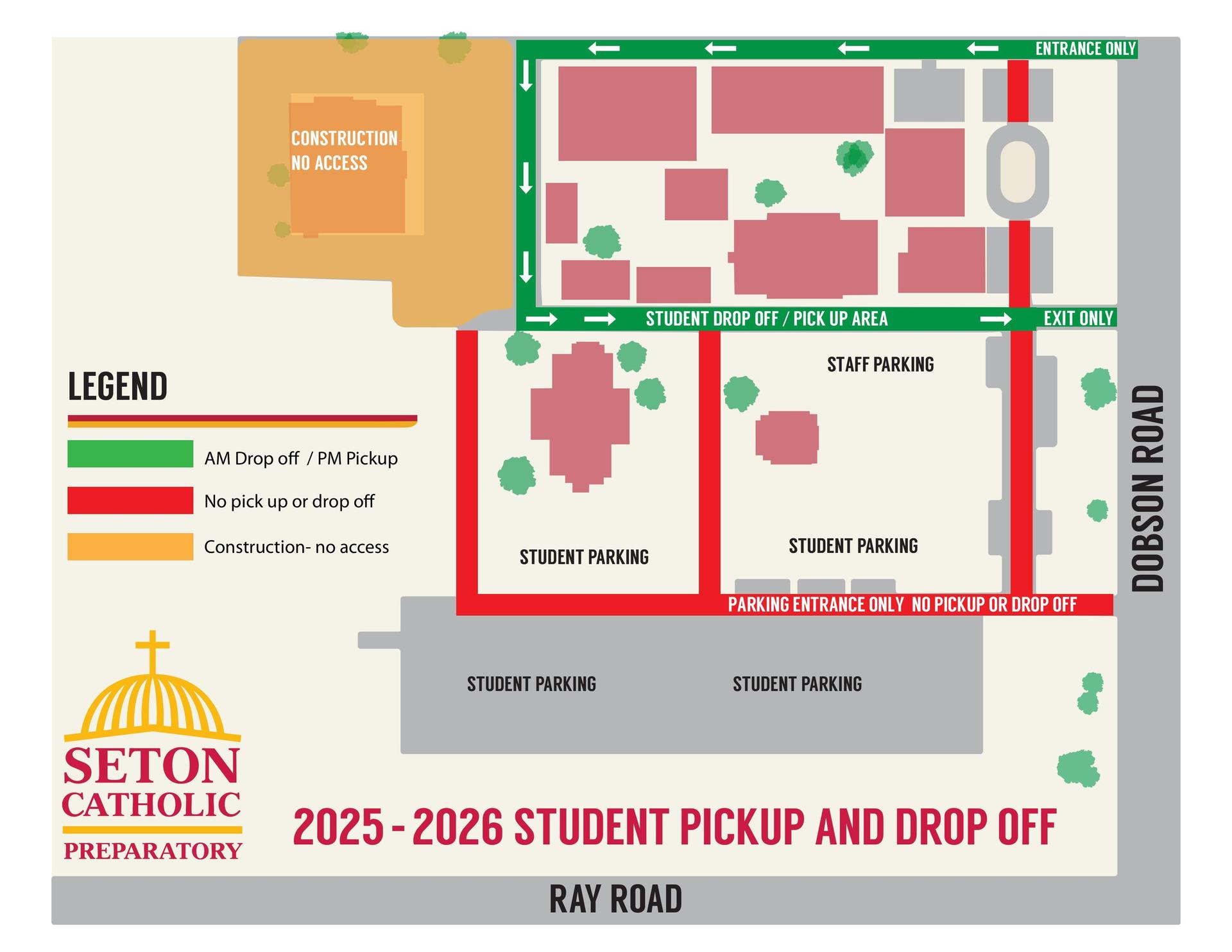 Drop off and pick up map