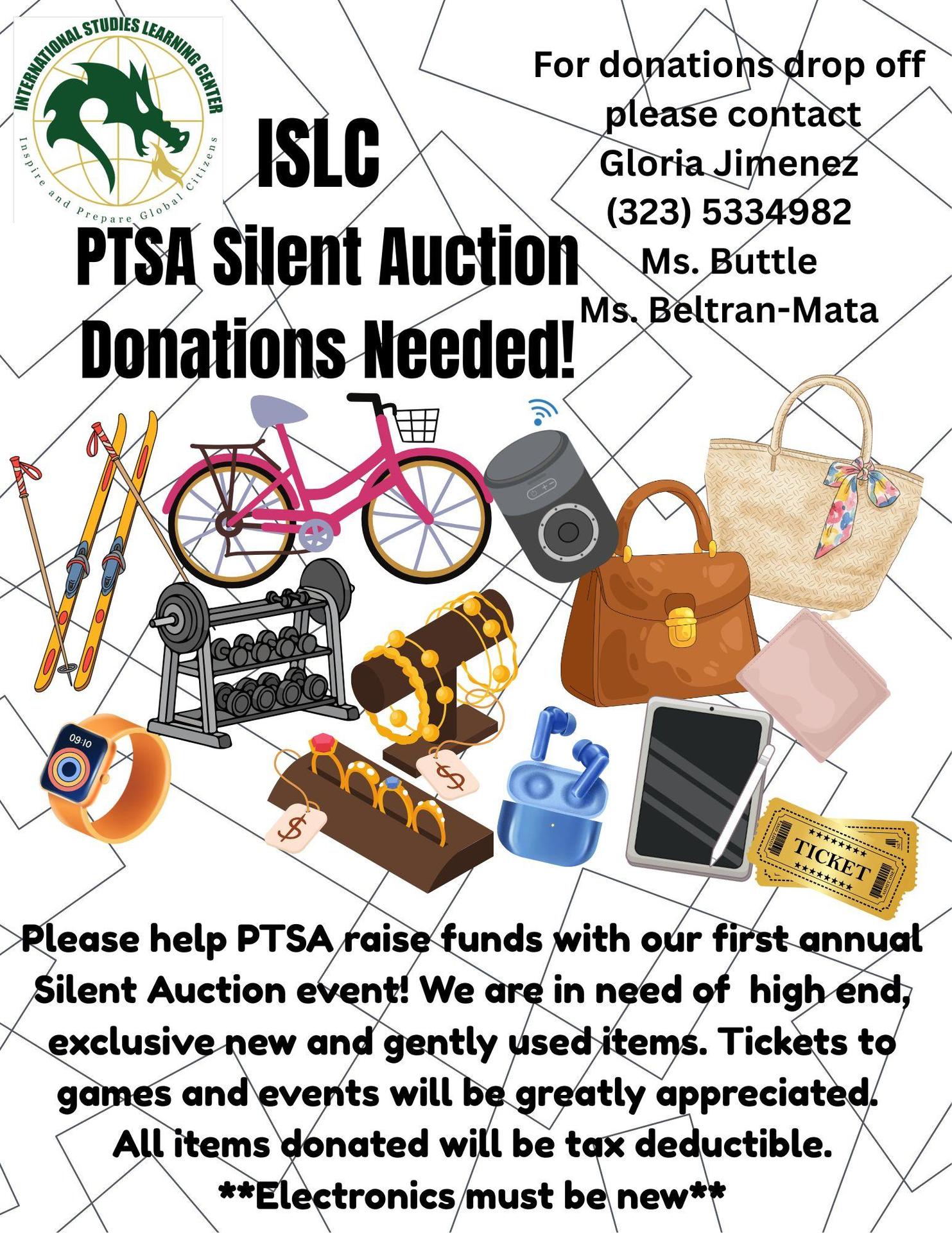 ISLC PTSA Silent Auction Donations Needed