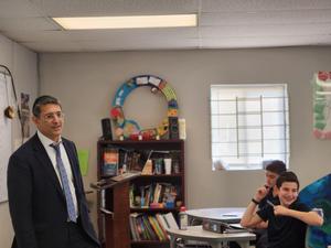 Rabbi Silverman cracks a joke while teaching eighth grade about Shofar.