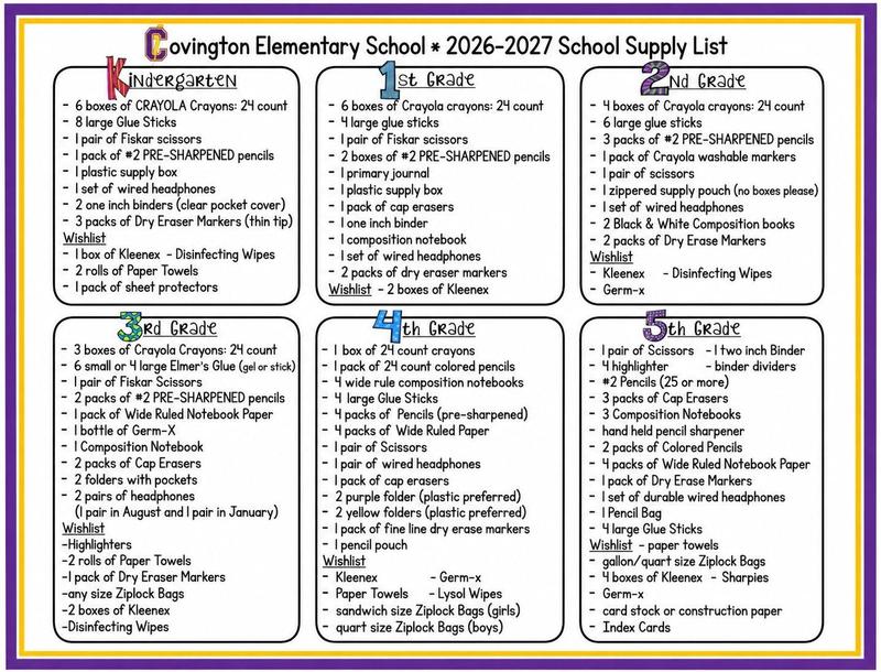 2026-2027 CES Supply List Featured Photo