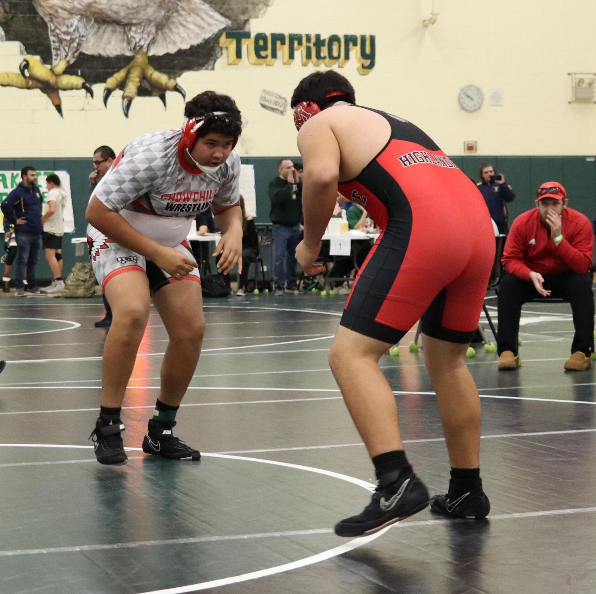 wrestlers in action at the Hawks invitational