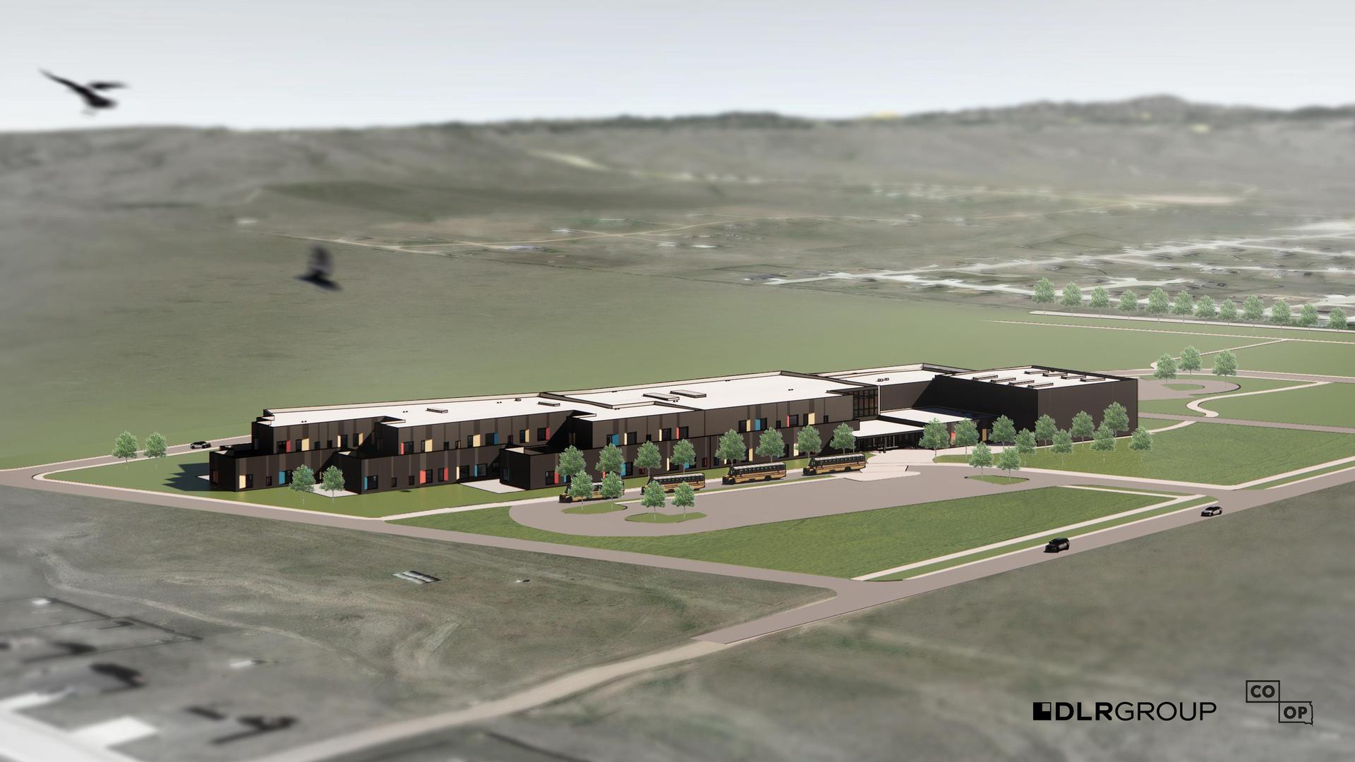 Aerial Rendering of new elementary school