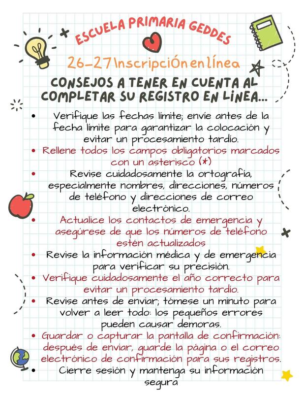 Registration Pointers Spanish