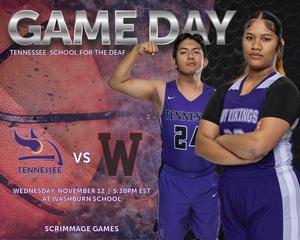 Game day promotional graphic featuring two athletes and event details.