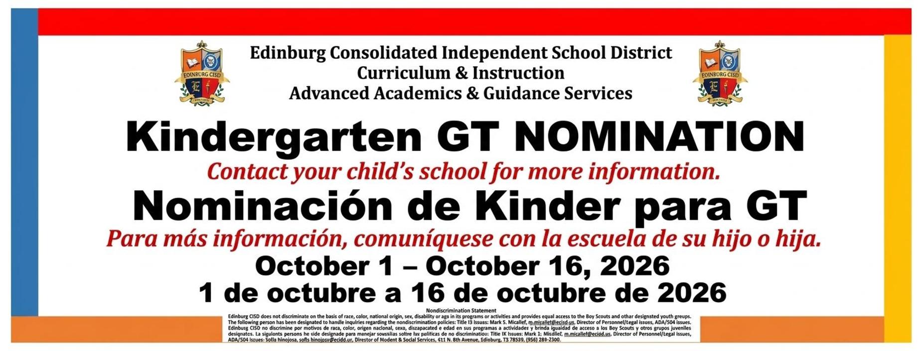 2026 Kinder GT Nomination Window